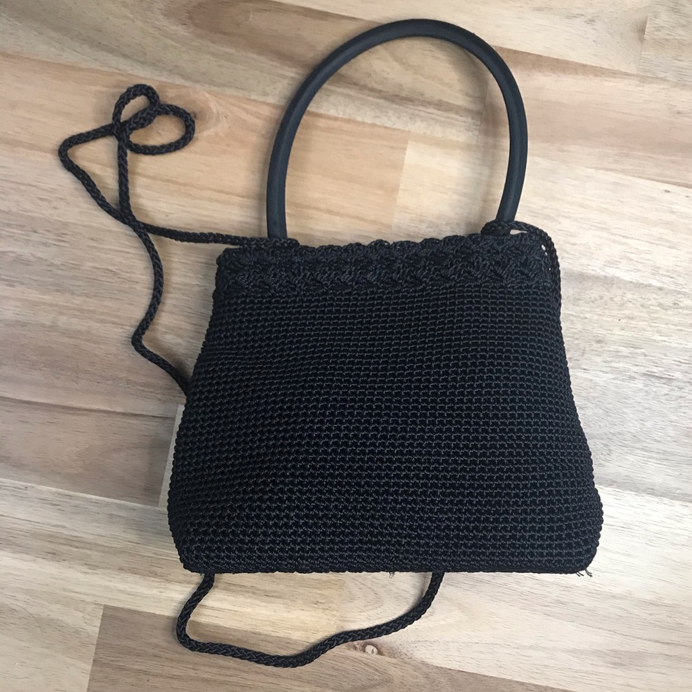 Valerie Stevens Crocheted Black Purse Handbag